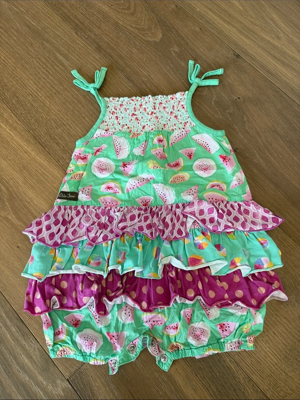 Matilda Jane Mint Green Watermelon Smocked Romper 18-24 months